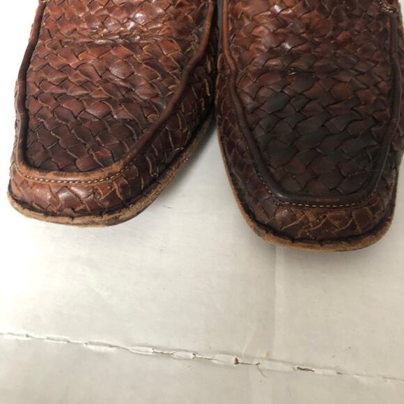 Sesto Meucci Woven Loafer Block Heel Brown 7 Italy - Picture 3 of 12